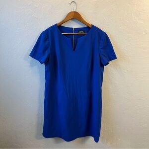 Tahari Blue Shift Shirt Short Sleeve Midi Dress Size 14 Career Work Office